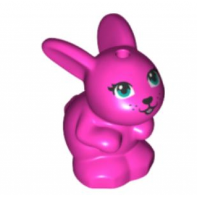 dark pink bunny rabbit friends sitting with dark turquoise eyes black nose and mouth and bright pink tongue pattern