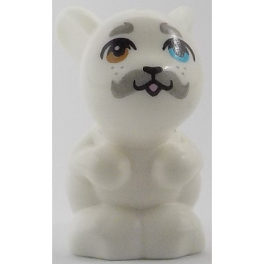 bunny rabbit friends sitting with medium azure left eye and medium nougat right eye black nose and open mouth with bright pink tongue light bluish gray eyebrows whisker dots and moustache pattern amos