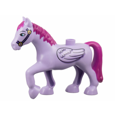 lavender duplo horse with wings magenta mane and tail pattern