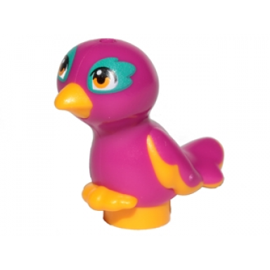 bird friends elves feet joined with magenta body and bright light orange eyes pattern pepper