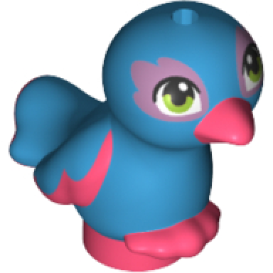 coral bird friends elves feet joined with dark azure body and lime eyes pattern
