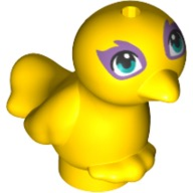 yellow bird friends elves with dark turquoise eyes pattern