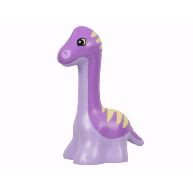 lavender duplo dinosaur diplodocus baby with medium lavender back and bright light yellow stripes pattern