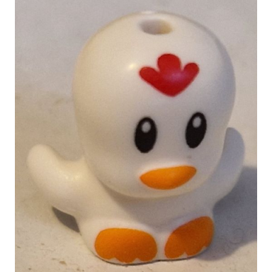 white bird chick with open wings with black eyes red comb orange beak and feet pattern sonic the hedgehog clucky chicken