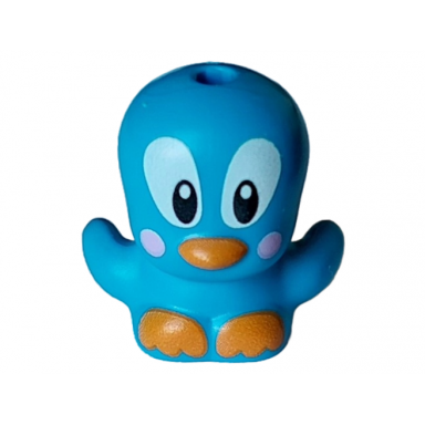 dark azure bird chick with open wings with large black and white eyes bright pink circles on cheeks orange beak and feet pattern sonic the hedgehog flicky