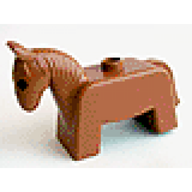 fabuland brown duplo horse small with solid black eyes pattern