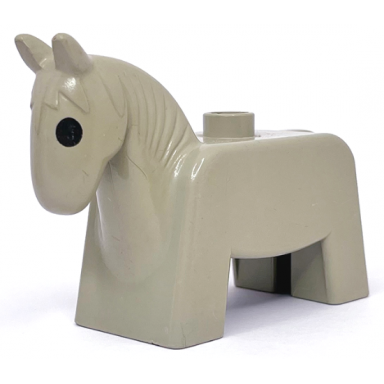 light gray duplo horse small with solid black eyes pattern