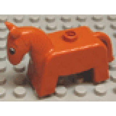 dark orange duplo horse small with black and white eyes pattern