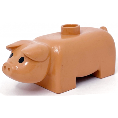 nougat duplo pig with black eyes pattern
