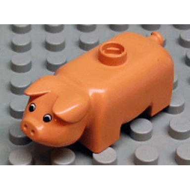 nougat duplo pig black and white eyes