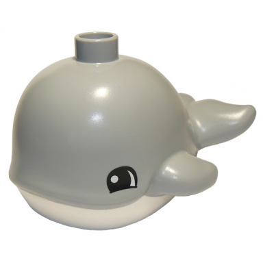 light bluish gray duplo whale baby with white base