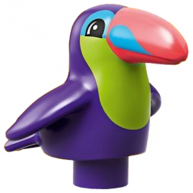 dark purple duplo bird toucan with lime chest and dark pink beak pattern