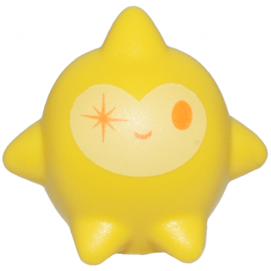 yellow star wish with orange oval left eye sparkle right eye and grin on bright light yellow background pattern