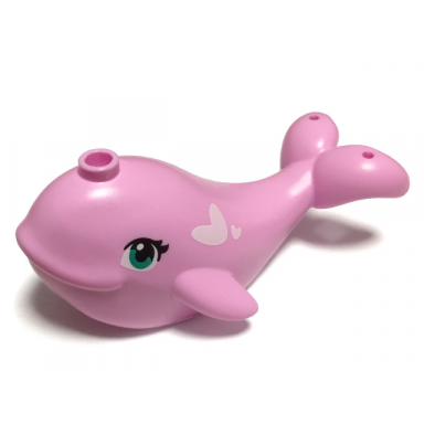 bright pink whale with dark turquoise eyes pattern