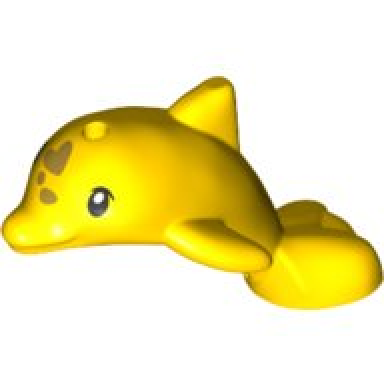 yellow dolphin baby friends jumping with black eyes and gold spots pattern