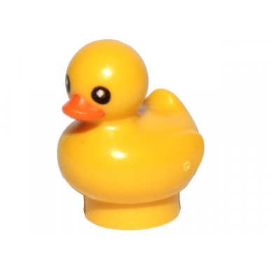 yellow duckling with molded orange beak and printed black eyes pattern