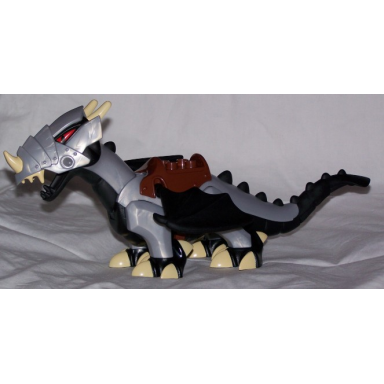 pearl light gray duplo dragon large with black underside and attached armor