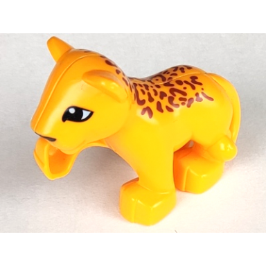 bright light orange duplo leopard baby cub raised paw