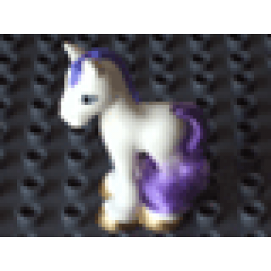 white duplo horse baby foal pony with purple mane and tail