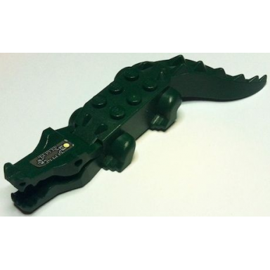 dark green alligator crocodile with 8 teeth with circuitry on upper jaw pattern sticker - set 8632