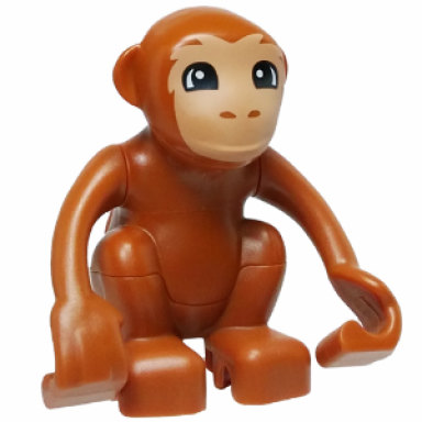 dark orange duplo monkey curled tail with nougat face pattern