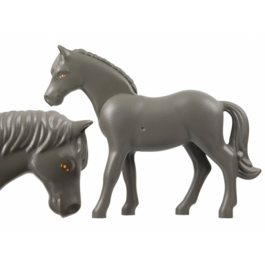 dark gray horse belville with brown outlined eyes with eye whites and white pupils pattern