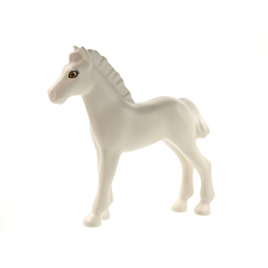 white horse foal belville with black outlined eyes with eyelashes and brown irises pattern