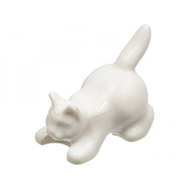 white cat crouching