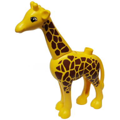 yellow duplo giraffe adult large eyes squared pattern