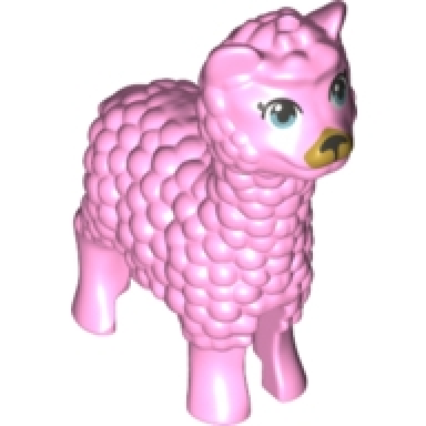 bright pink alpaca llama friends with metallic light blue eyes dark silver nose and gold muzzle pattern