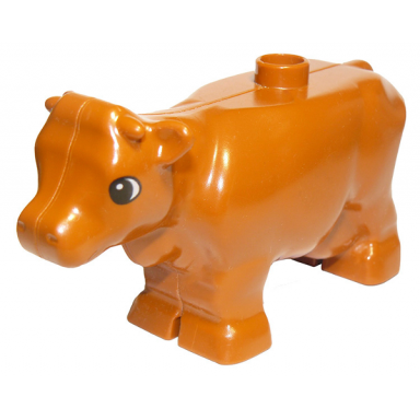 dark orange duplo cow adult segmented legs with eyes pattern