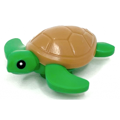 bright green sea turtle baby with black eyes and medium nougat shell pattern
