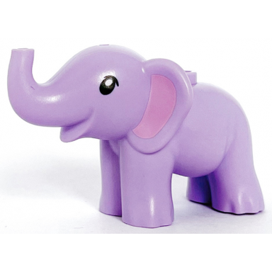 lavender elephant friends baby with black eyes and bright pink inner ears pattern