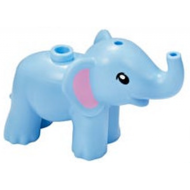 bright light blue elephant friends baby with black eyes and bright pink inner ears pattern
