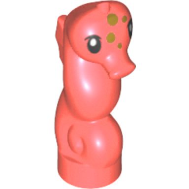 coral seahorse friends with black eyes and gold spots pattern