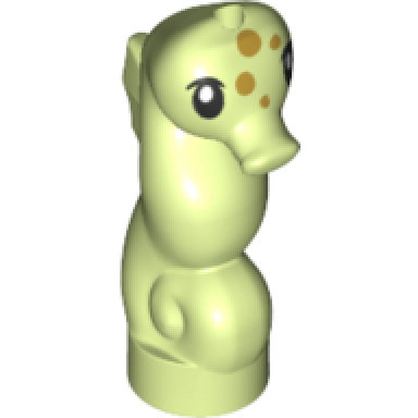 yellowish green seahorse friends with black eyes and gold spots pattern