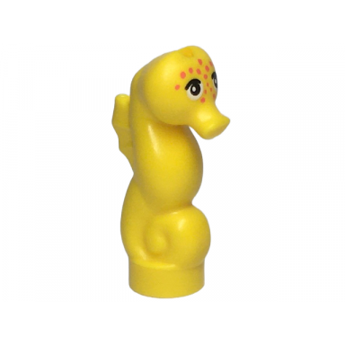 yellow seahorse friends with black eyes and orange spots pattern