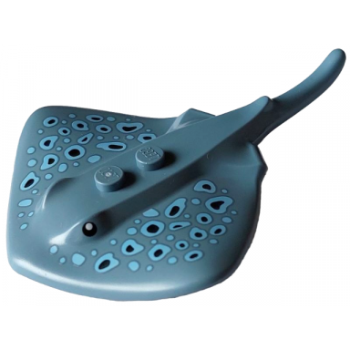 sand blue manta ray stingray with 2 studs with black eyes and bright light blue with black spots pattern