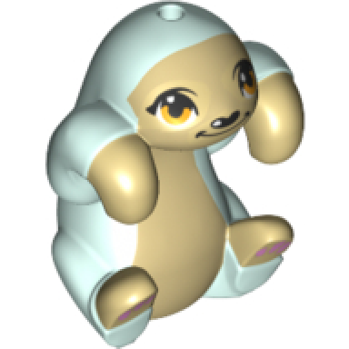 tan sloth friends with light aqua fur bright light orange eyes and bright pink paw pads pattern