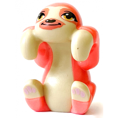 tan sloth friends with coral fur bright light orange eyes and bright pink paw pads pattern