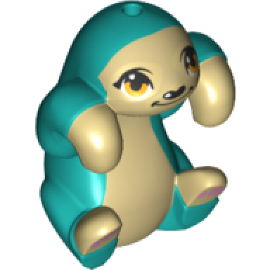 tan sloth friends with dark turquoise fur bright light orange eyes and bright pink paw pads pattern