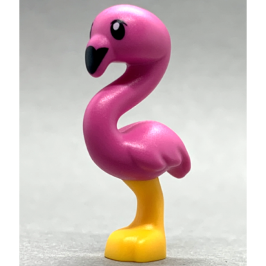 bright light orange bird flamingo friends with dark pink body black eyes and beak pattern