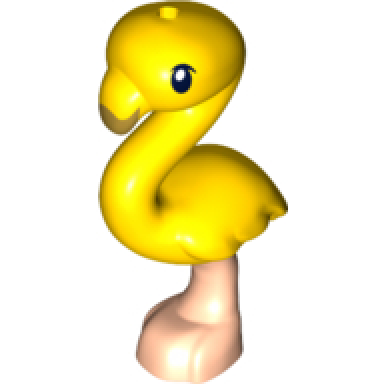 yellow bird flamingo friends with molded light nougat legs printed black eyes and gold beak pattern