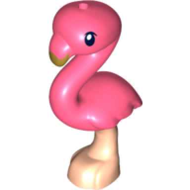 coral bird flamingo friends with molded light nougat legs printed black eyes and gold beak pattern