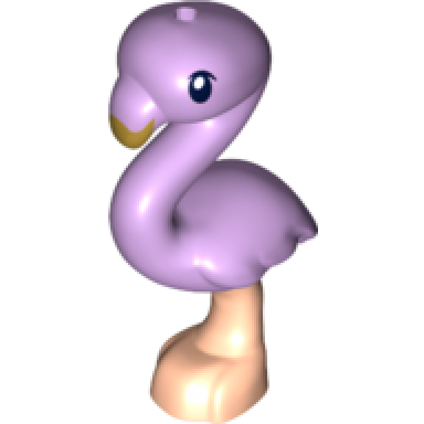 lavender bird flamingo friends with molded light nougat legs printed black eyes and gold beak pattern