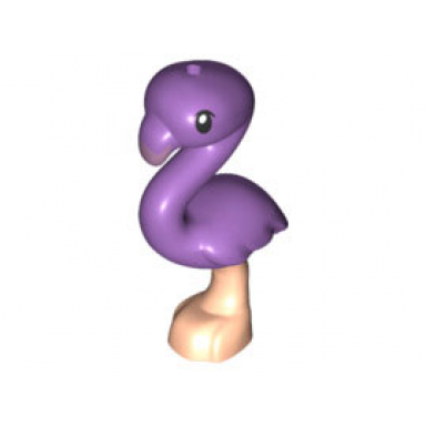 medium lavender bird flamingo friends with bright light orange body black eyes and metallic pink beak pattern