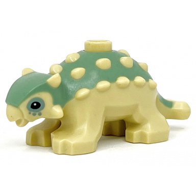 dinosaur ankylosaurus baby with sand green back and black eyes pattern