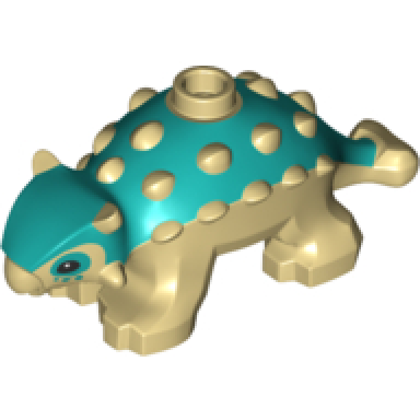dinosaur ankylosaurus baby with dark turquoise back and black eyes pattern jurassic world bumpy