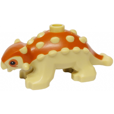 dinosaur ankylosaurus baby with dark orange back and black eyes pattern