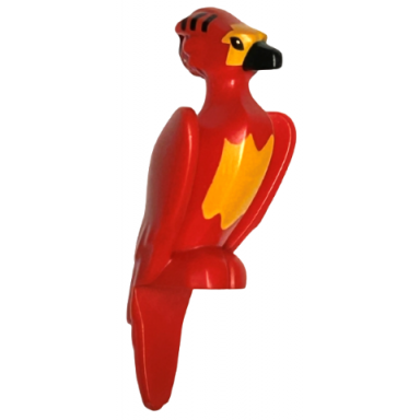 red phoenix with black beak eyes and stripes bright light orange face and chest pattern hp fawkes